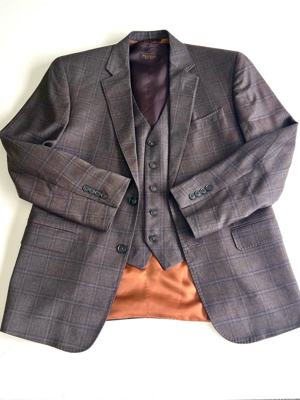 Wool Stretch 2 Piece Suit Jacket with Vest